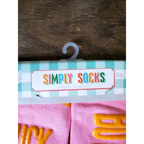 Simply Southern Socks Suck it Up Buttercup Pink Orange Non Slip Unisex - Picture 2 of 3